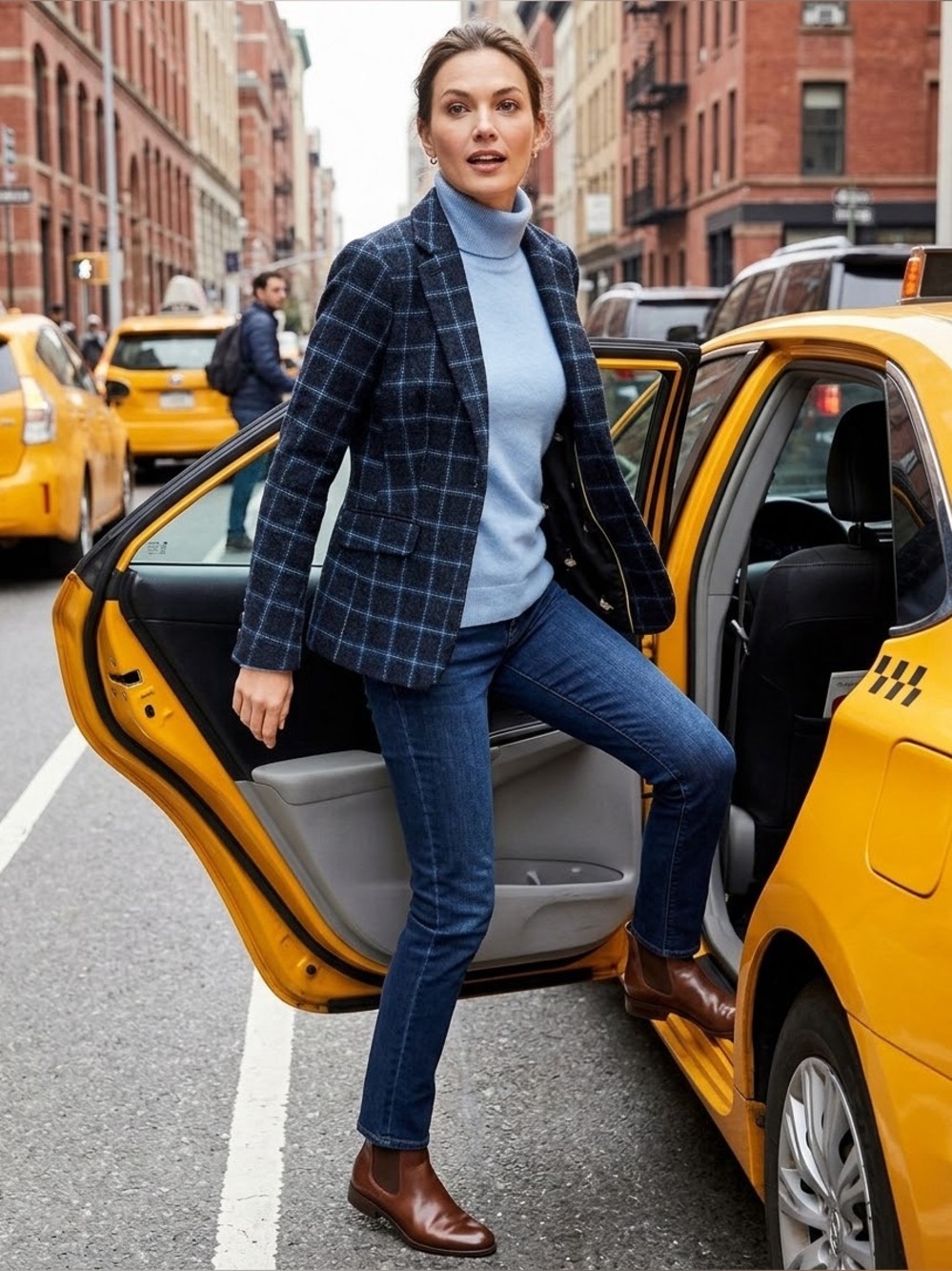 Talbots Navy and Black Checkered Jacket